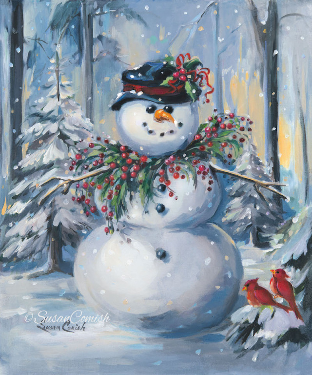 Susan Comish Art, "Berry Christmas Snowman"